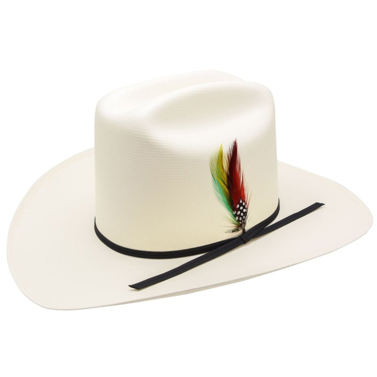 White Diamond Hats 10,000X Handmade Straw Cowboy Hat with Feather | 5” High Crown |3 1/2 ” Brim