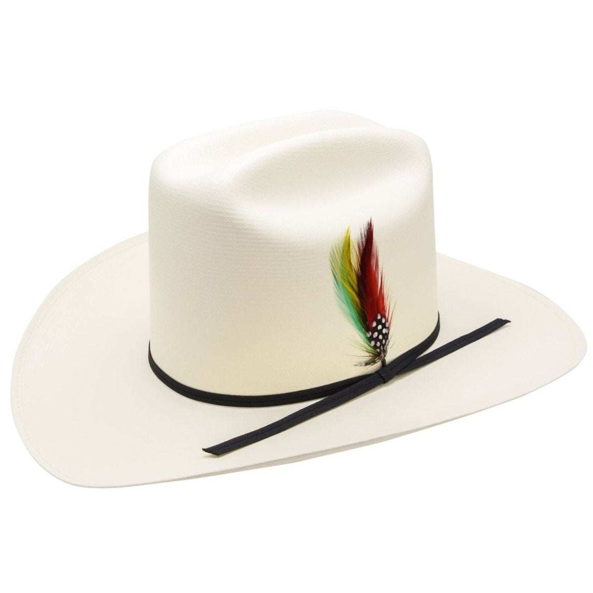 White Diamond Hats 10,000X Handmade Straw Cowboy Hat with Feather | 5” High Crown |3 1/2 ” Brim