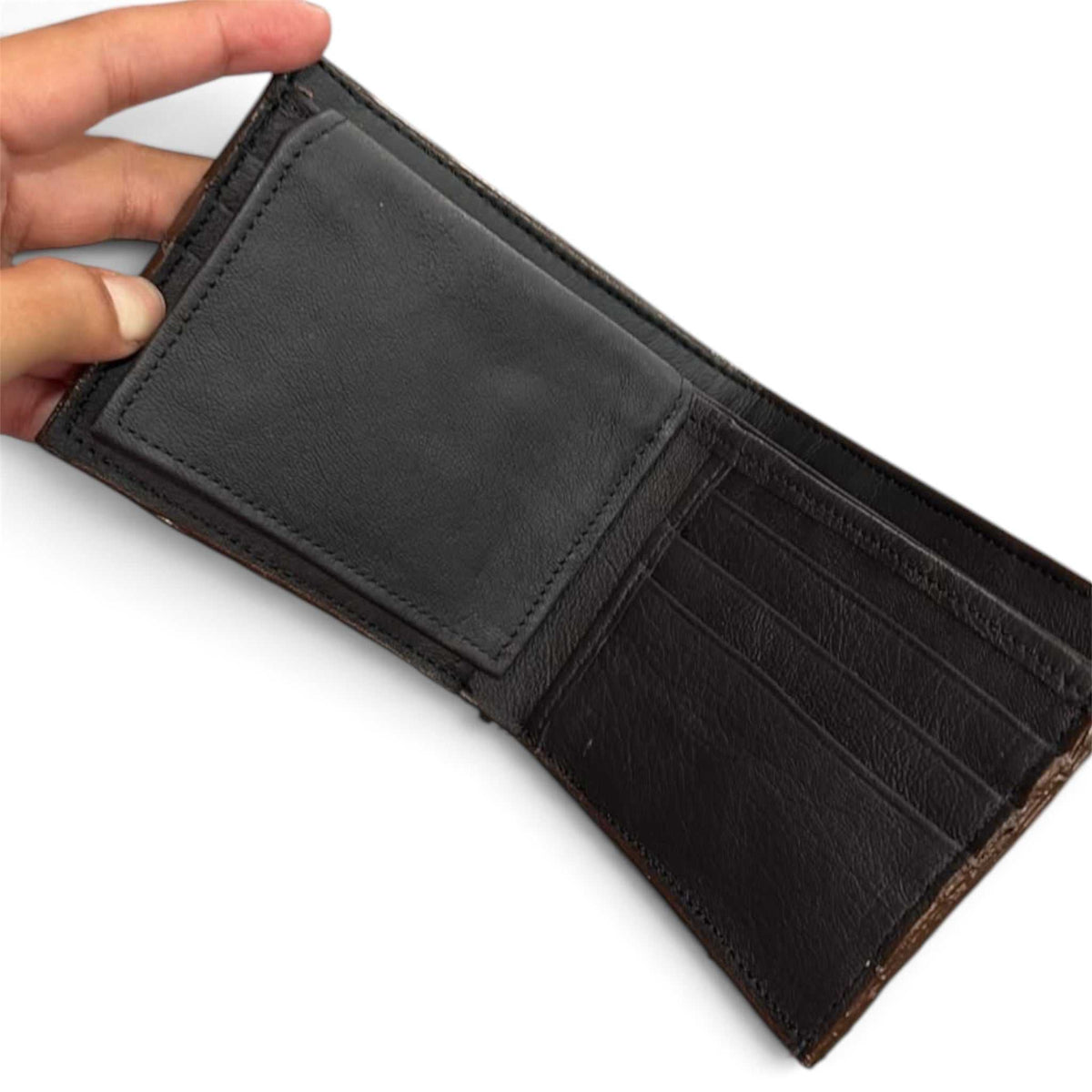 Natural American Alligator Wallet Bi-fold Card Slots ID Slot Bill Compartment Handmade Real