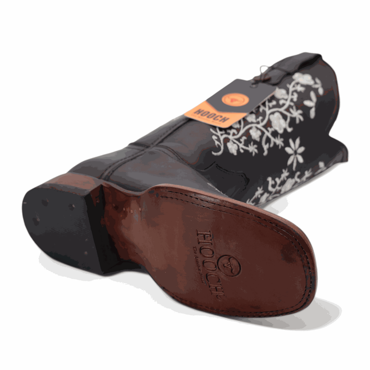 Botas vaqueras de piel Hooch para mujer, color marrón, hechas a mano