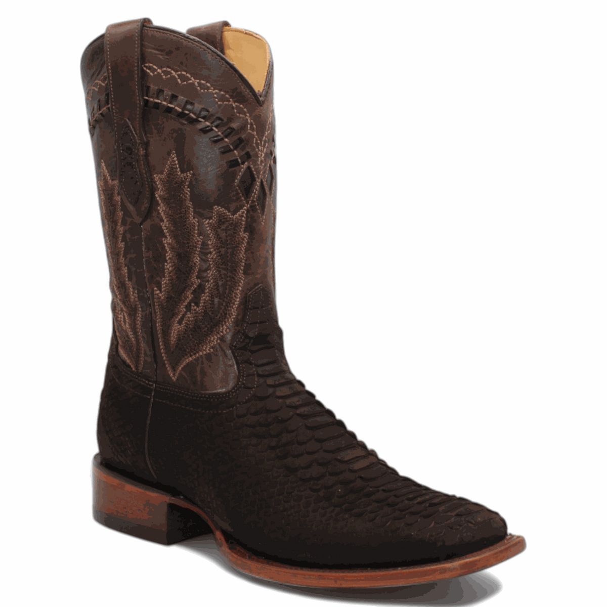 Botas vaqueras Hooch Python con estampado para hombre, color marrón, hechas a mano