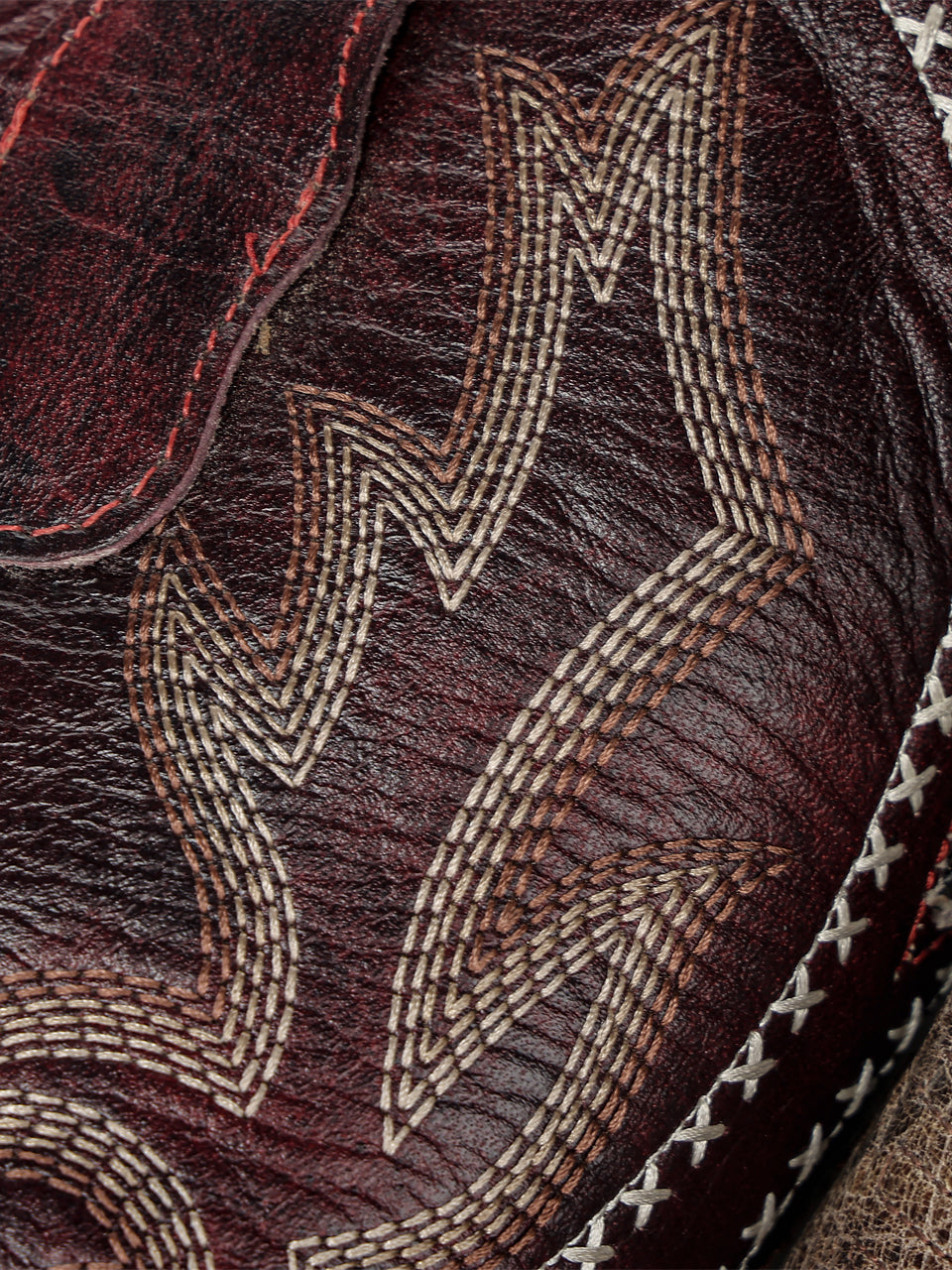 Men's Circle G Bone Genuine Leather Boots with Red Embroidery
