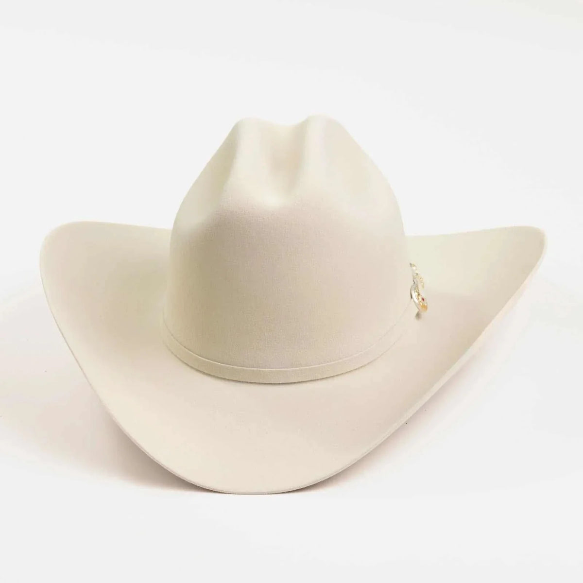 6x Larry Mahan real fur felt cowboy hat Silver Belly with leather sweatband and ruby buckle