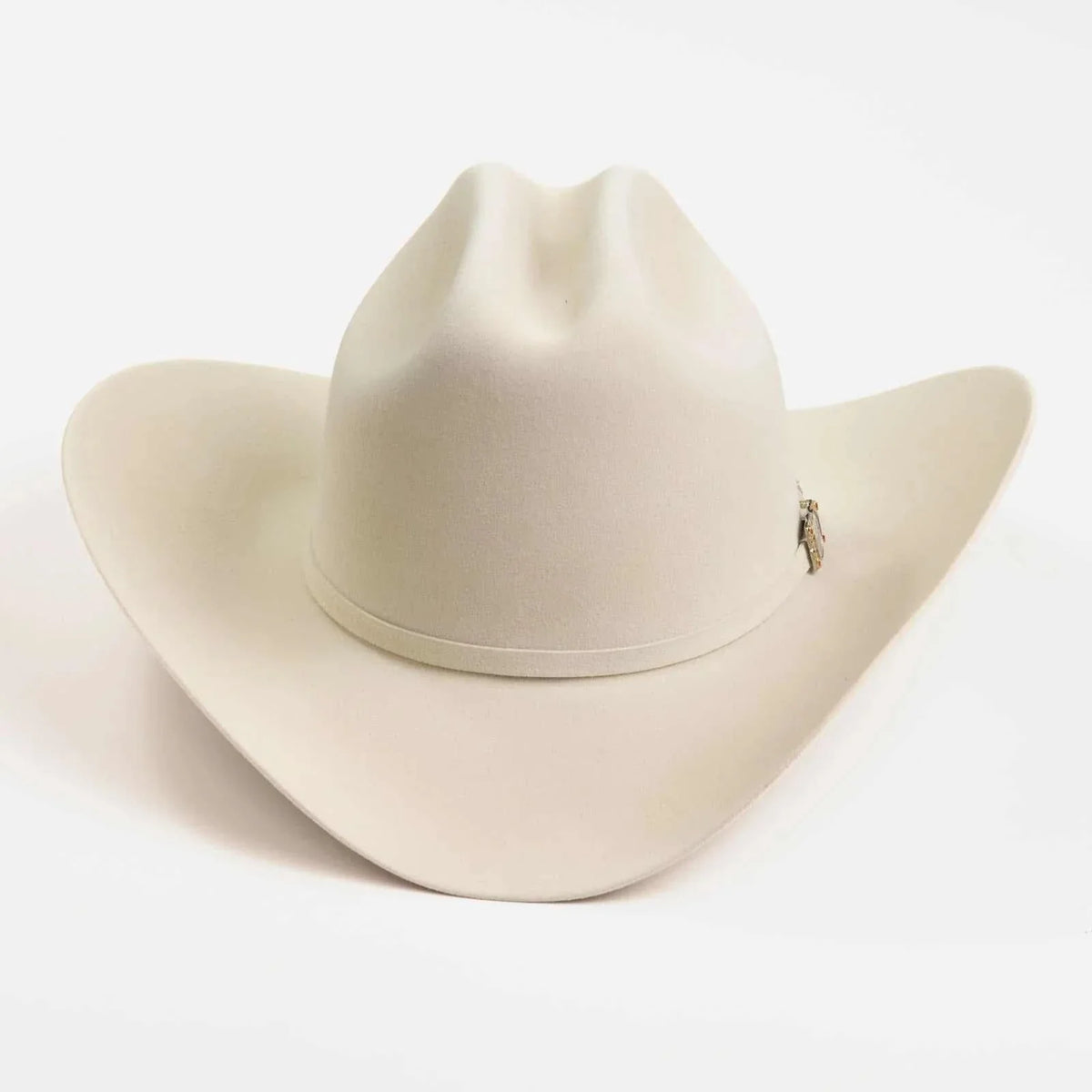 100x Larry Mahan Silver Belly fur felt cowboy hat with cattleman crease and leather sweatband
