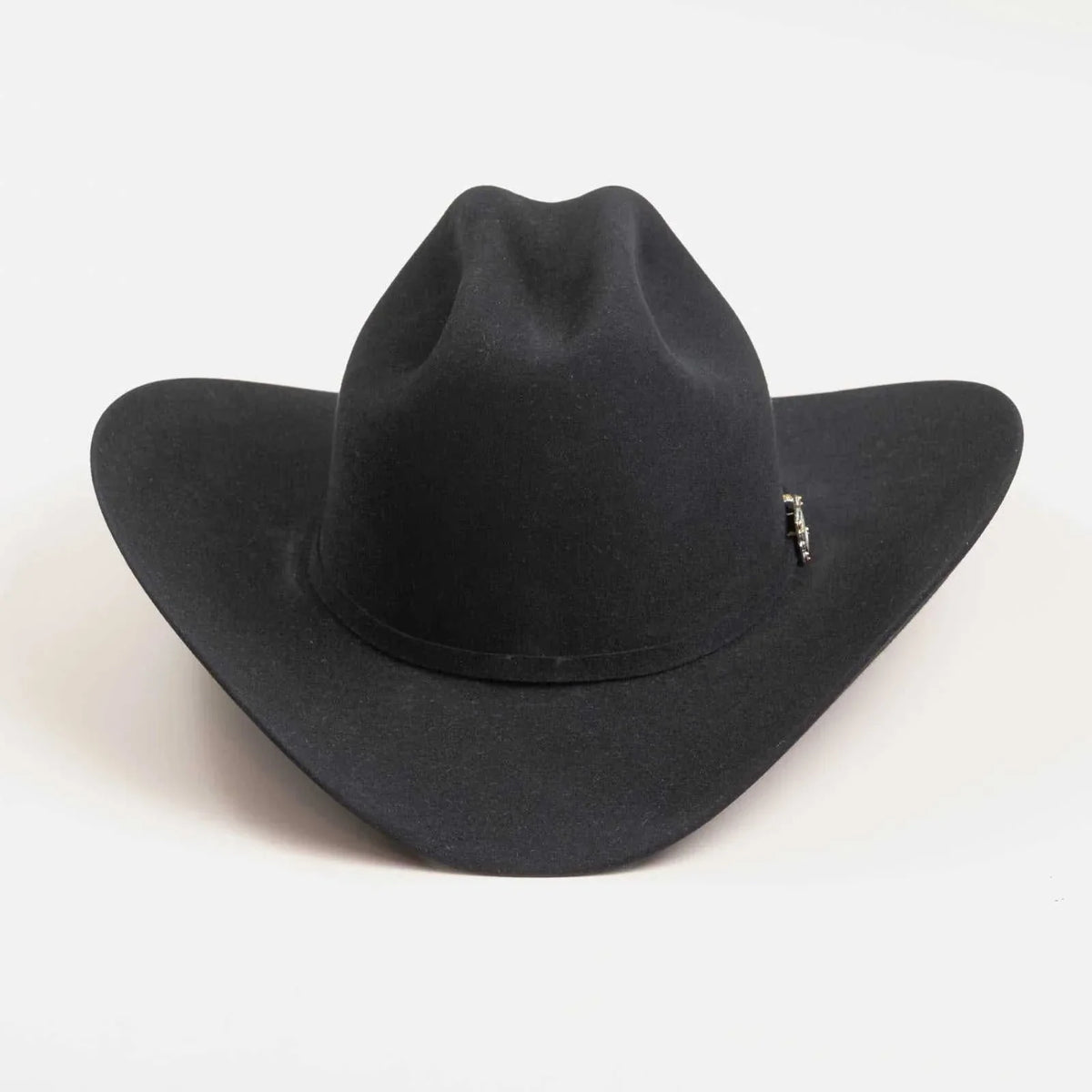 Black 100x Larry Mahan Independencia fur felt cowboy hat with cattleman crease and leather sweatband