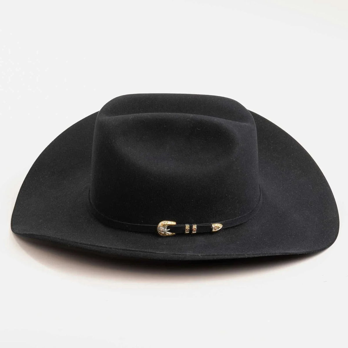 Black 500X Larry Mahan Superior Fur Felt Cowboy Hat with cattleman crease and leather sweatband