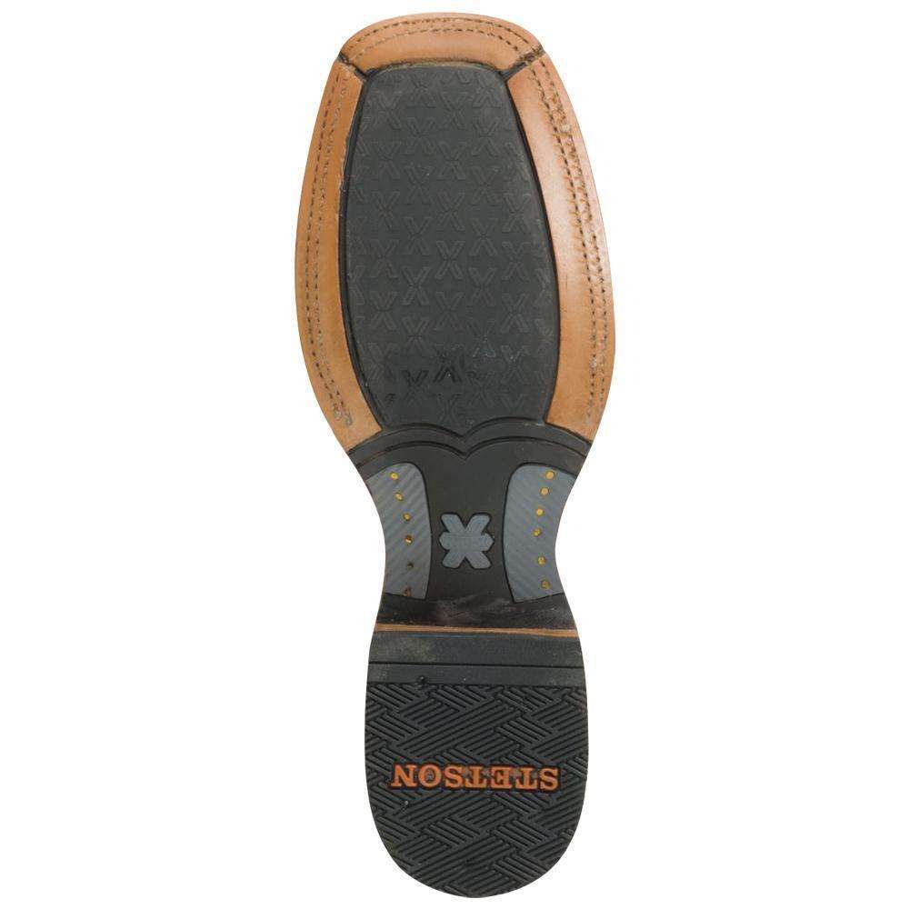 Men's Stetson Legend Leather Boots handcrafted brown leather cowboy boots with square toe and oiled shaft