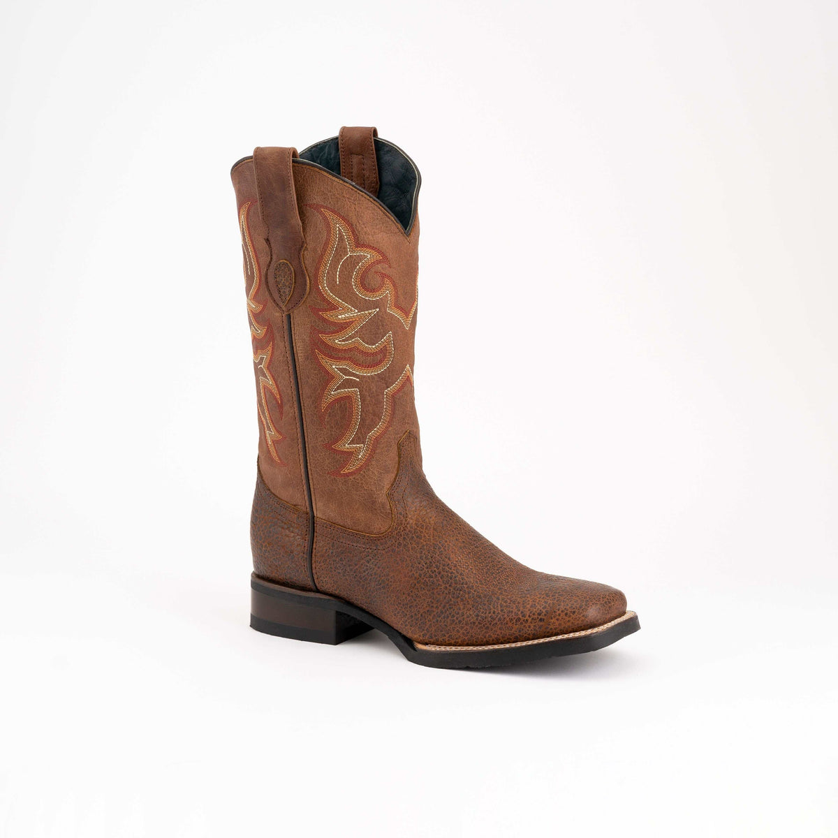 Women's Ferrini Toro Leather Boots in brandy color with 12" height and 1 1/4" block heel