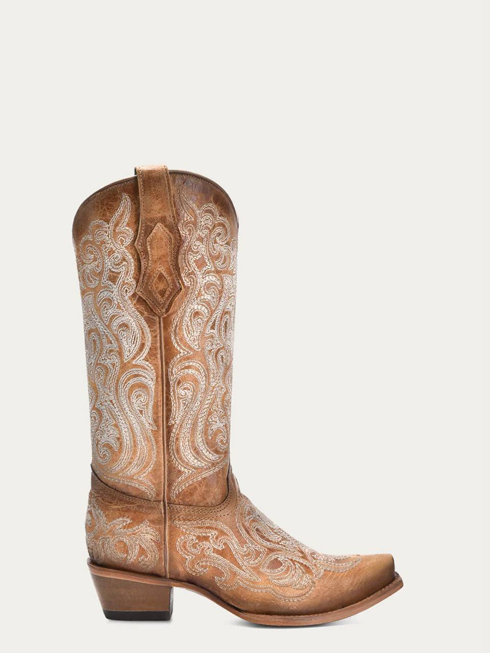 Women's Corral Blue Genuine Leather Boots with Liminiscent Embroidery