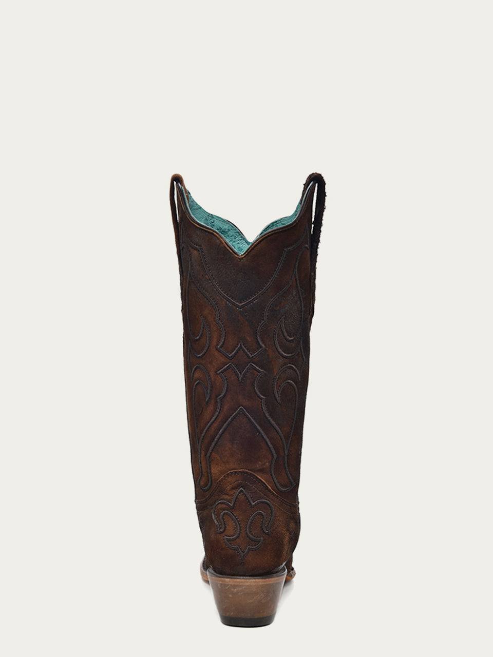 Women's Corral Brown Genuine Lamb Leather Boots with Embroidery