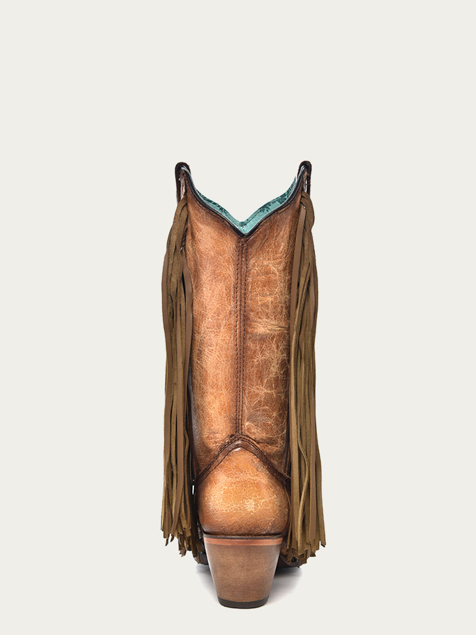 Women's Corral Saddle Genuine Lamb Leather Boots with Inlay & Embroidery & Studs & Fringes