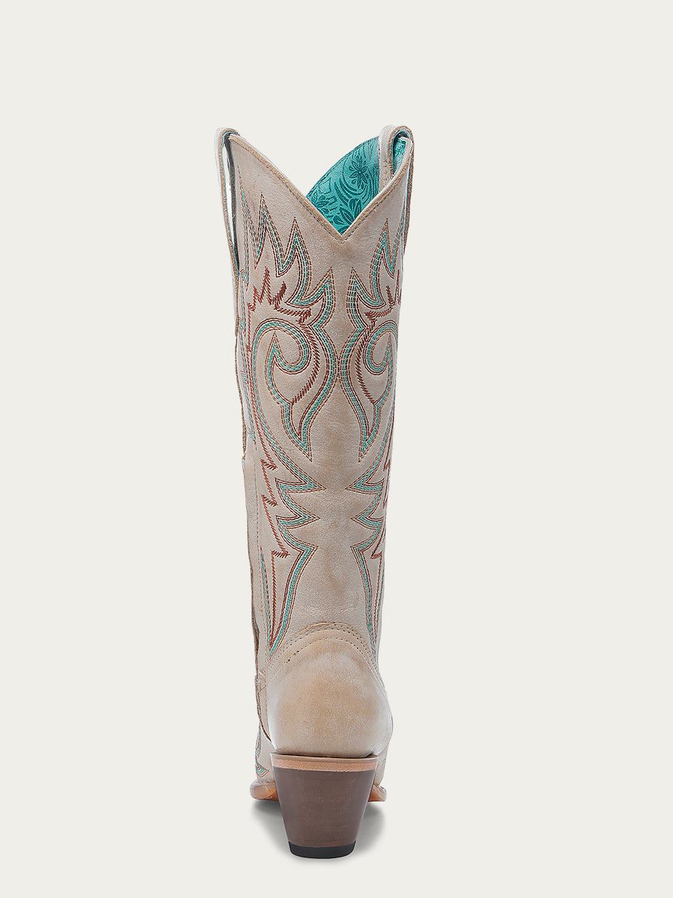 Women's Corral Bone Boots with Embroidery