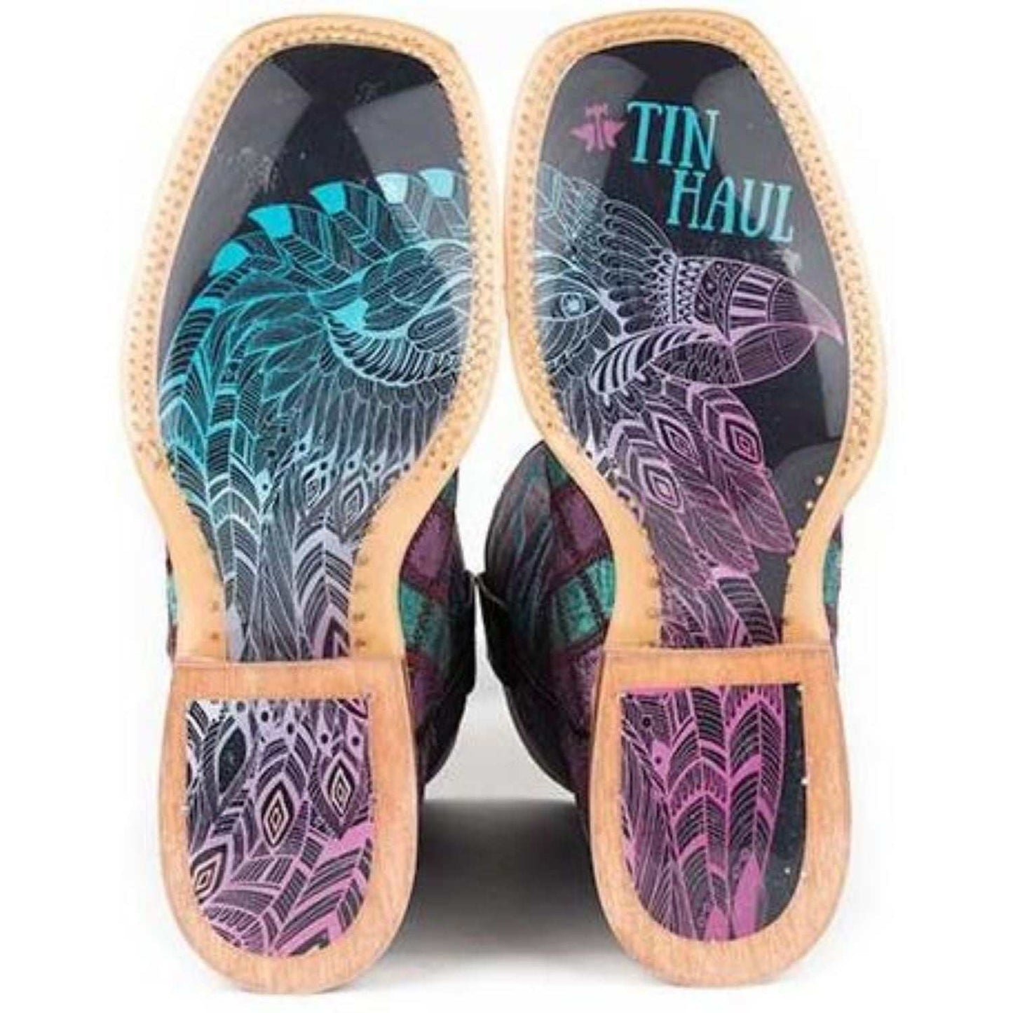 Women's Tin Haul Chevron Boots handcrafted purple leather with eagle sole and square toe design