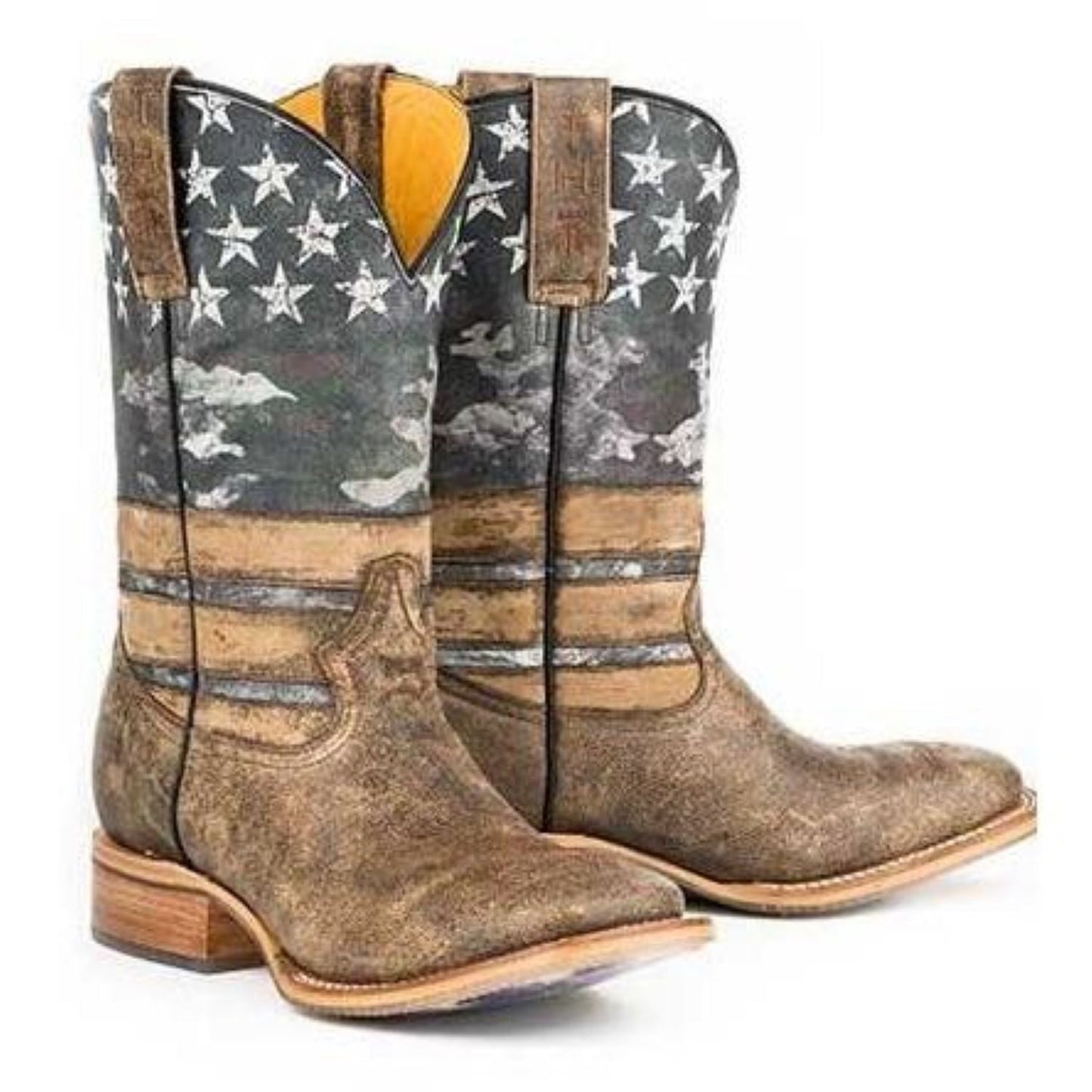 Men's Tin Haul Freedom Boots With Dog Tags Sole Handcrafted Brown - yeehawcowboy