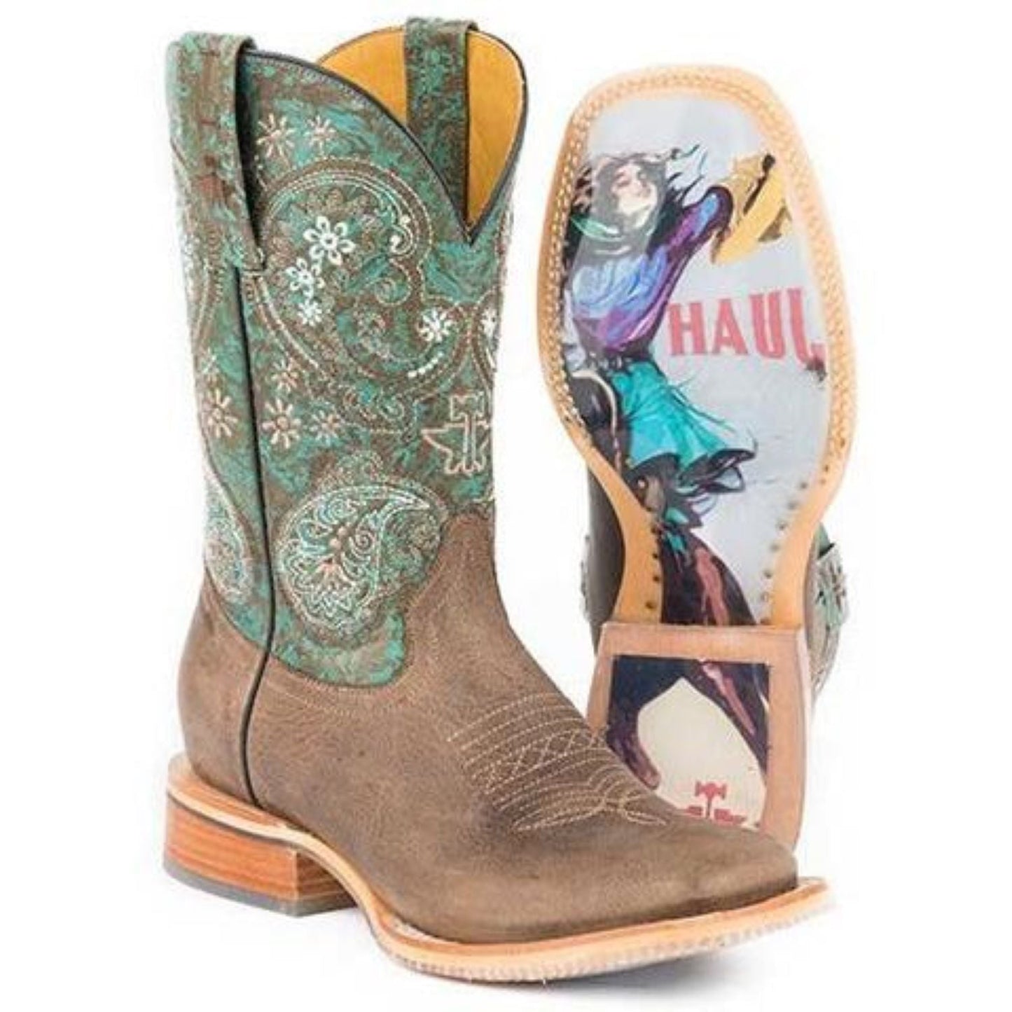 Women’s Tin Haul Ban-Dan-Uh Boots With Vintage Rider Girl Sole Handmade - yeehawcowboy