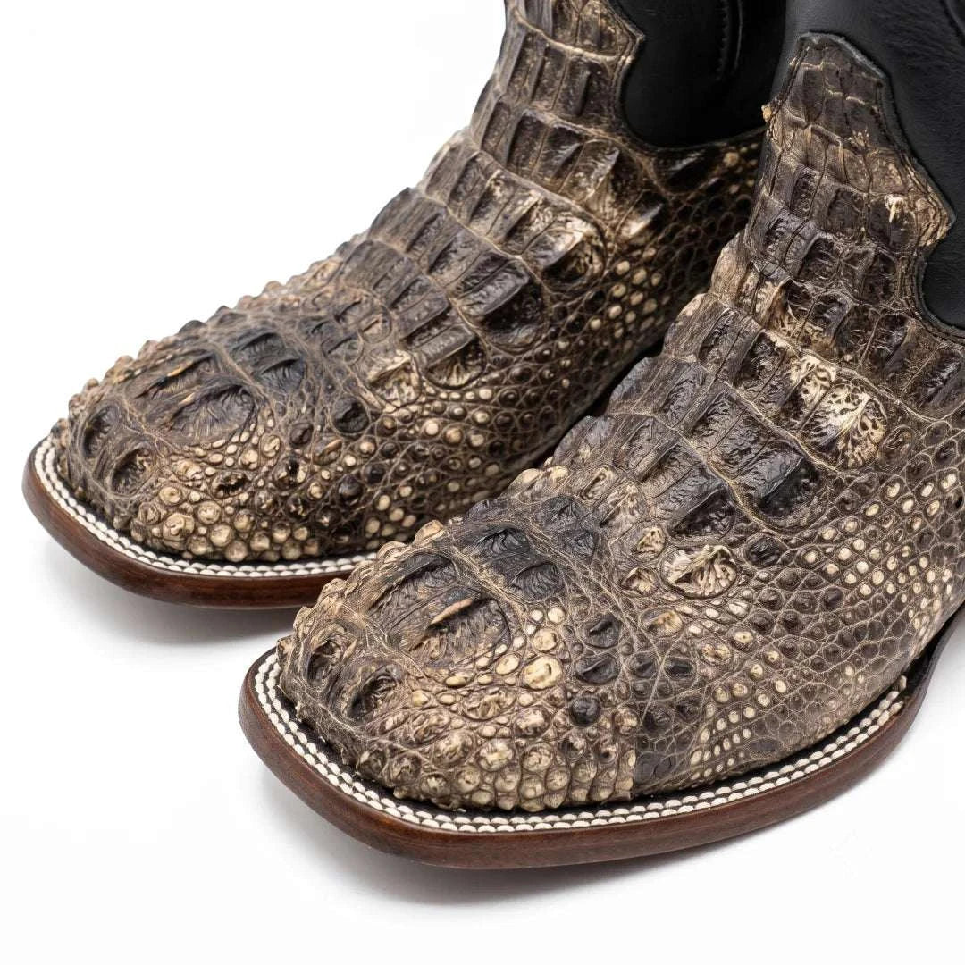 Men's El Malcreado Natural Genuine American Alligator Hornback Boots Handmade