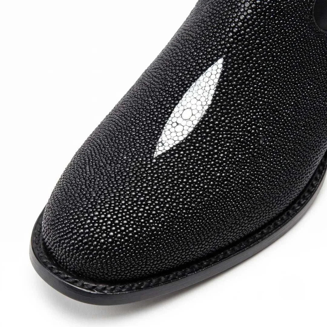 Men's El Malcreado Moy Black Genuine Stingray Botin Boots Handmade