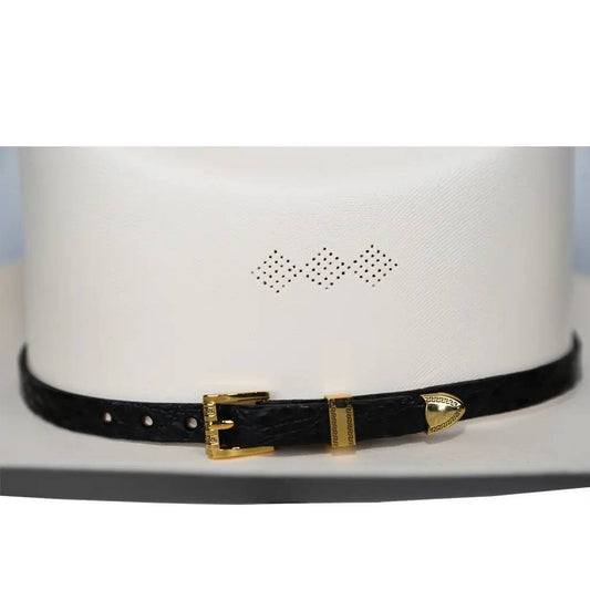 Alligator Crocodile Cowboy Hat Band Gold Plated 3 Piece Buckle Set  Handmade 26”