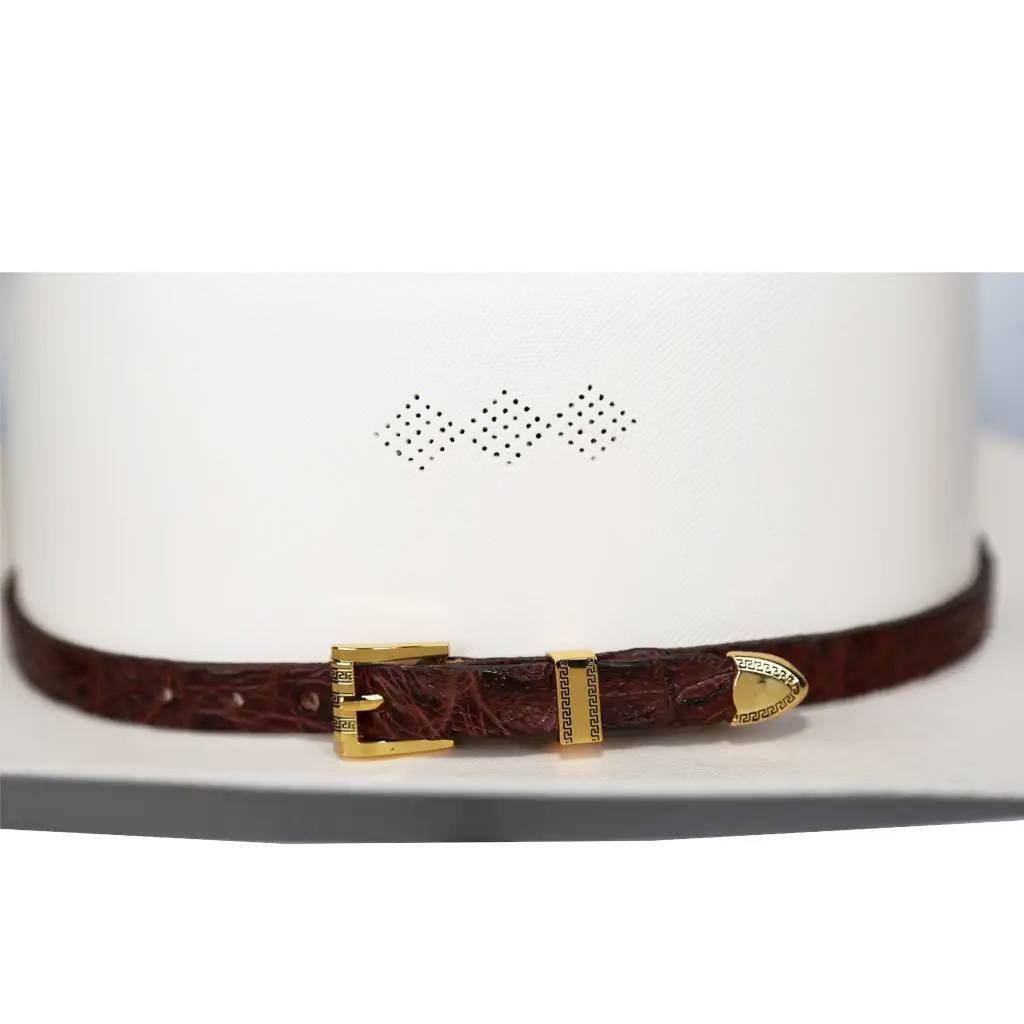 Banda para sombrero de vaquero de cocodrilo, chapada en oro, juego de 3 hebillas, hecha a mano, 26"