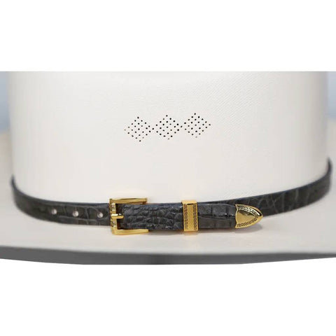 Alligator Crocodile Cowboy Hat Band Gold Plated 3 Piece Buckle Set  Handmade 26”