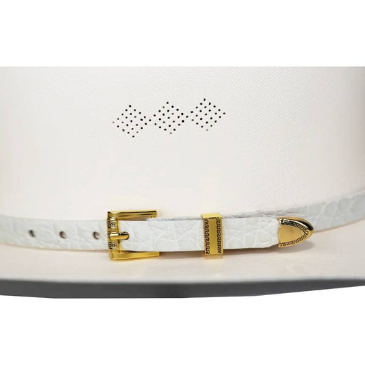 Alligator Crocodile Cowboy Hat Band Gold Plated 3 Peace Buckle Set  Handmade 26”