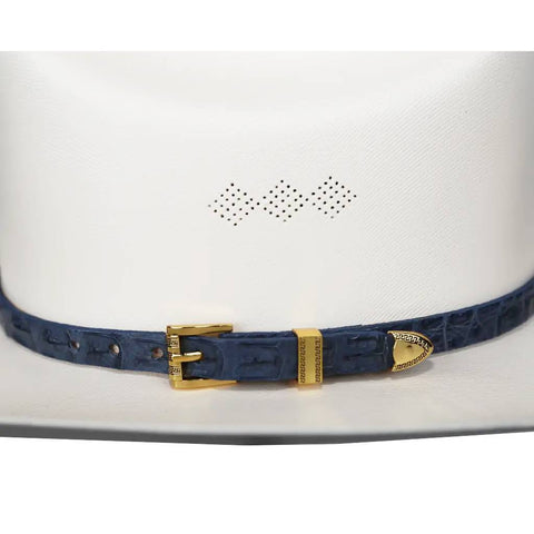 Alligator Crocodile Cowboy Hat Band Gold Plated 3 Piece Buckle Set  Handmade 26”