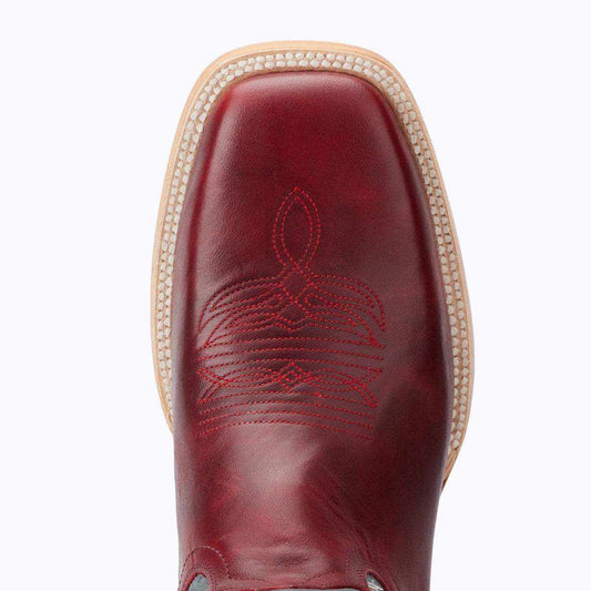 El Capitan Houston - Hempstead western boot in burgundy leather with a medium square toe and decorative stitching