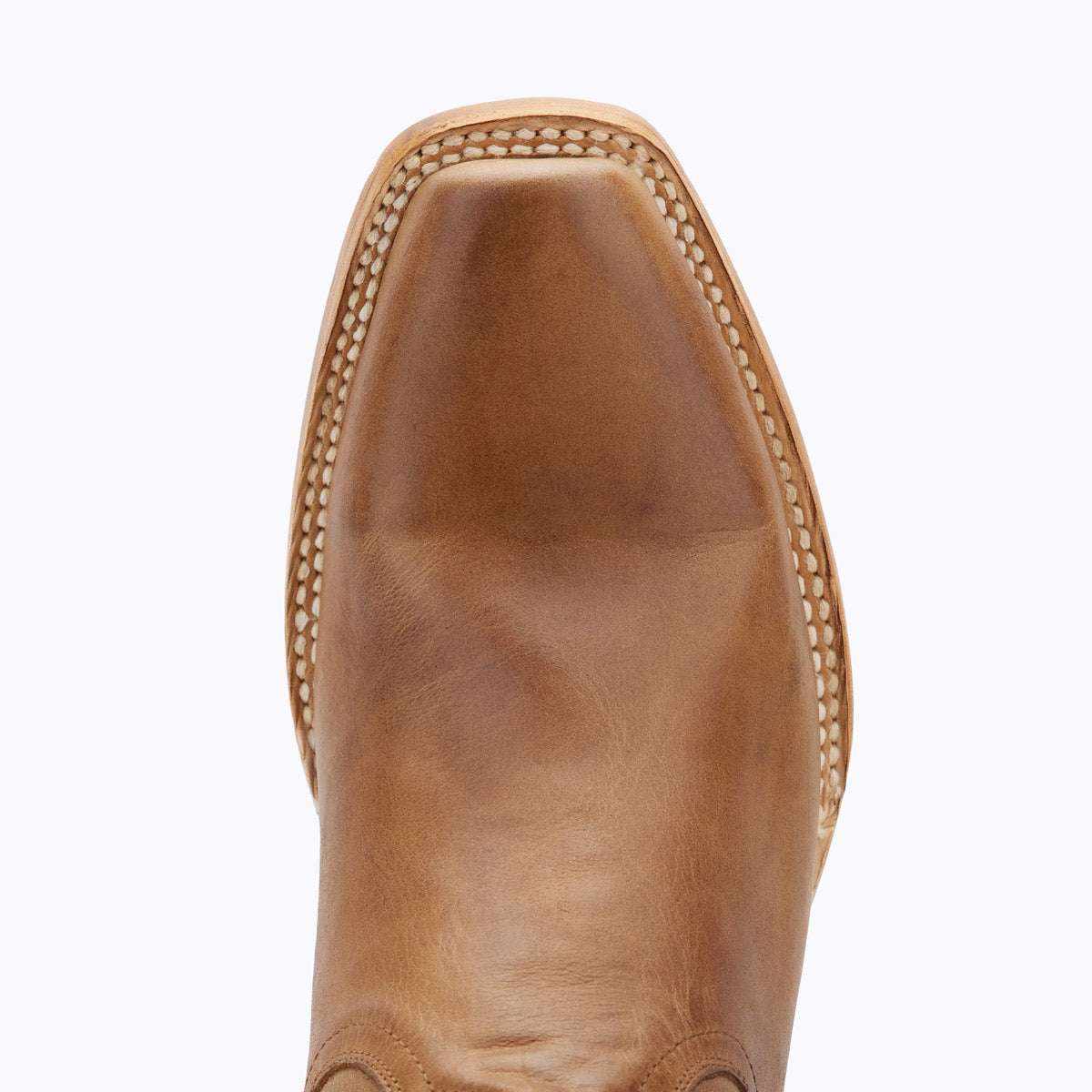 El Capitan Tulsa - Union western boot in tan leather with a broad cutter toe and decorative double stitching along the welt