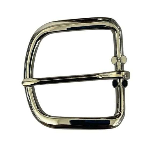 Ferrini Cowboy Lizard belt buckle in polished silver-tone metal with a rectangular frame and central prong