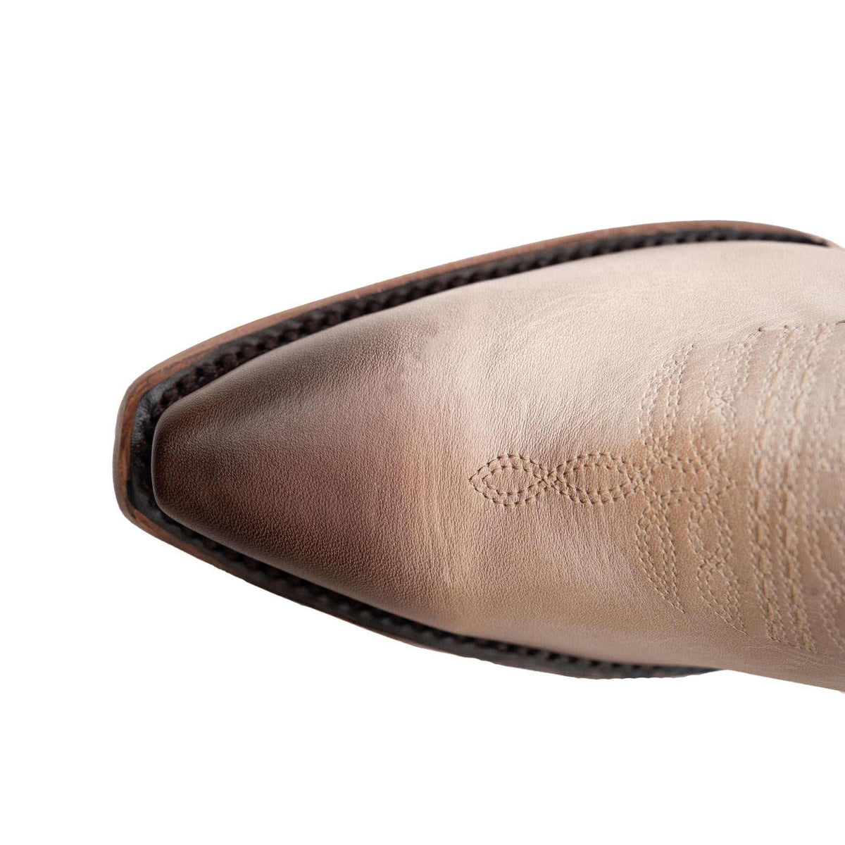 Ferrini Grace Leather Boots with a natural beige leather snip toe and decorative stitched detailing