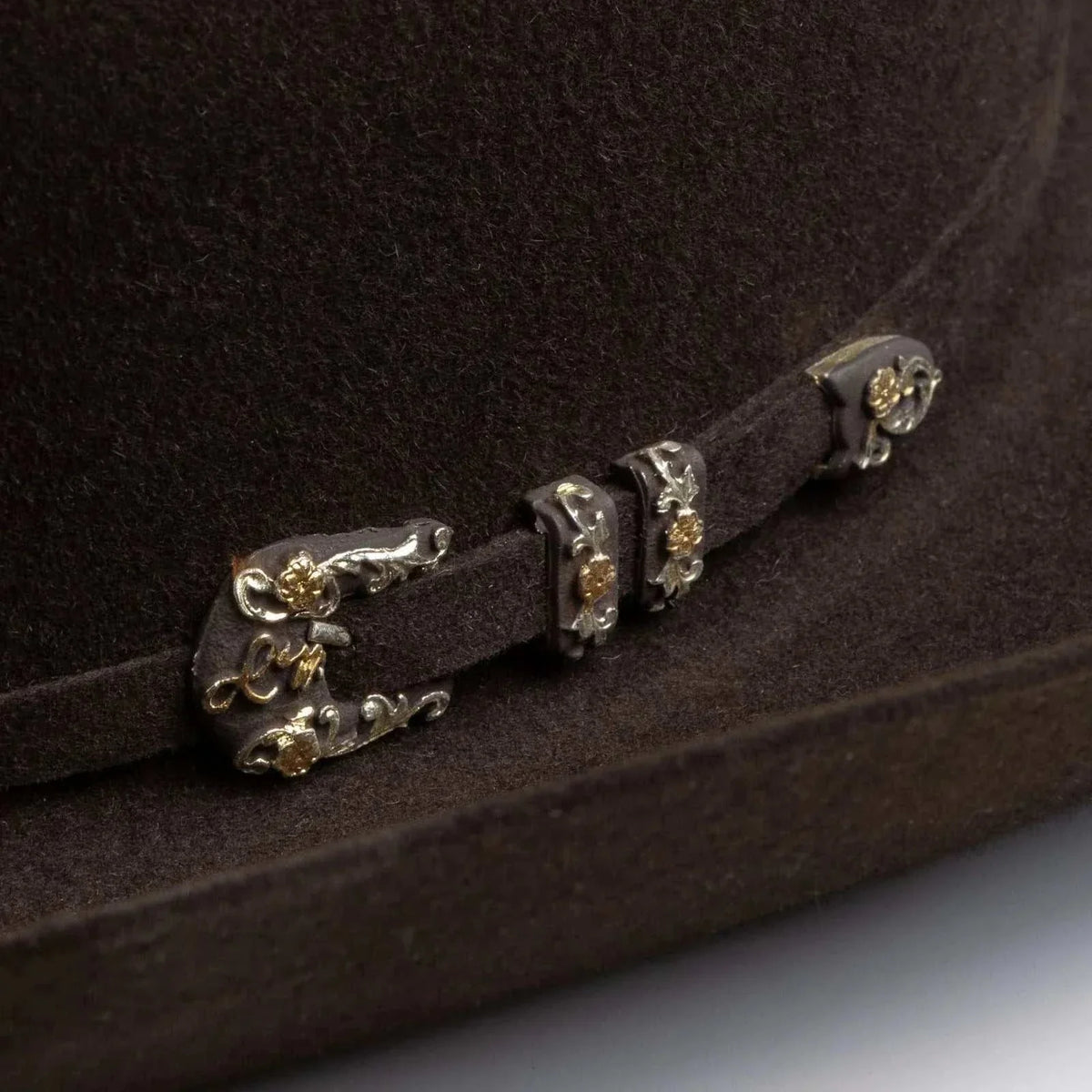 10x Larry Mahan chocolate fur felt cowboy hat with cattleman crease