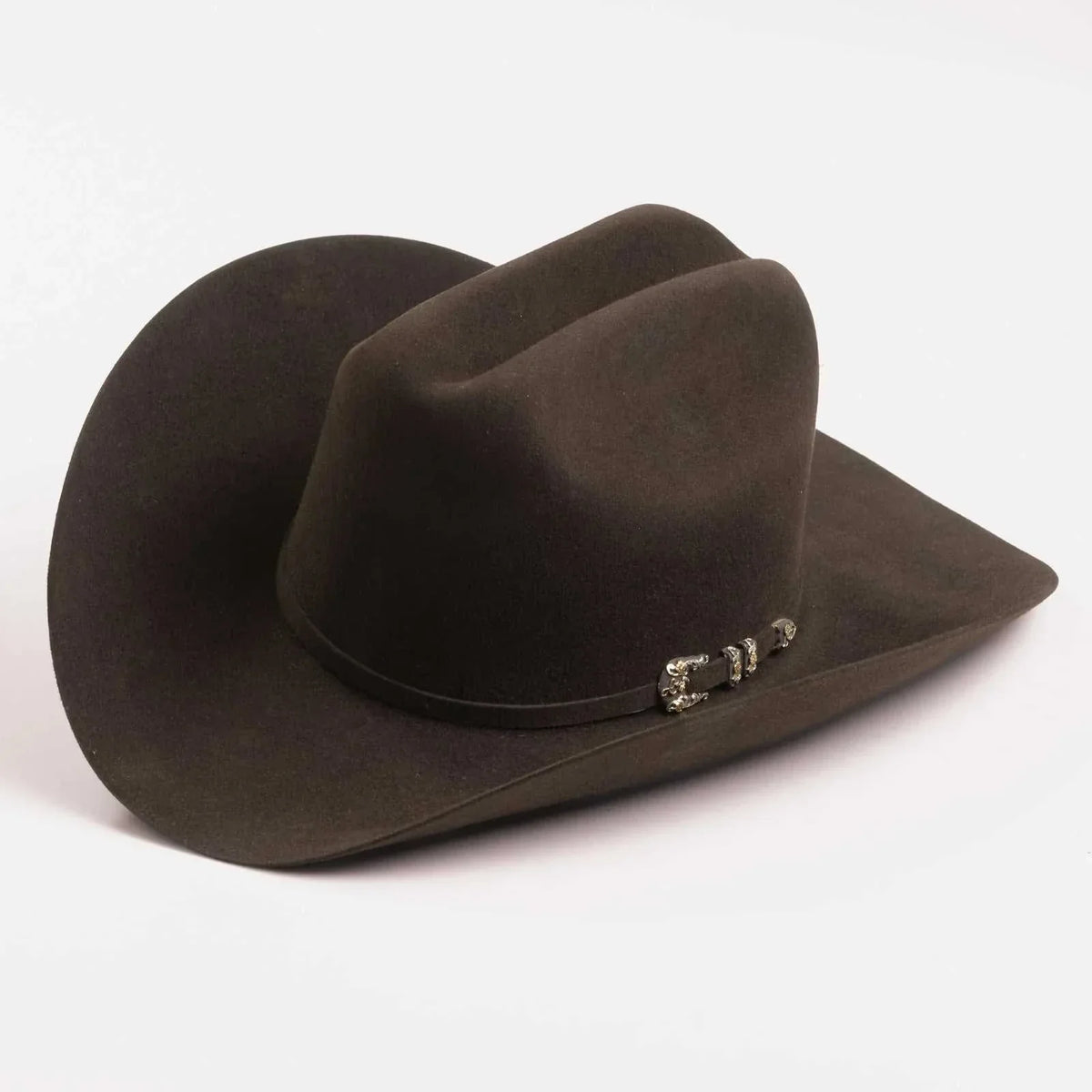 Chocolate 10x Larry Mahan Tucson fur felt cowboy hat with cattleman crease