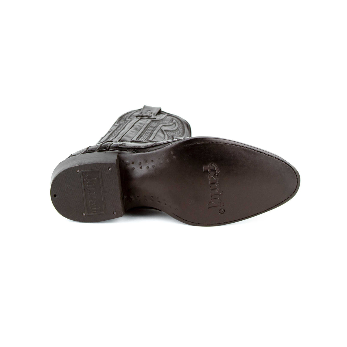 Men's Ferrini Stallion cowboy boot with a dark leather outsole, raised Ferrini branding and stitched detailing.