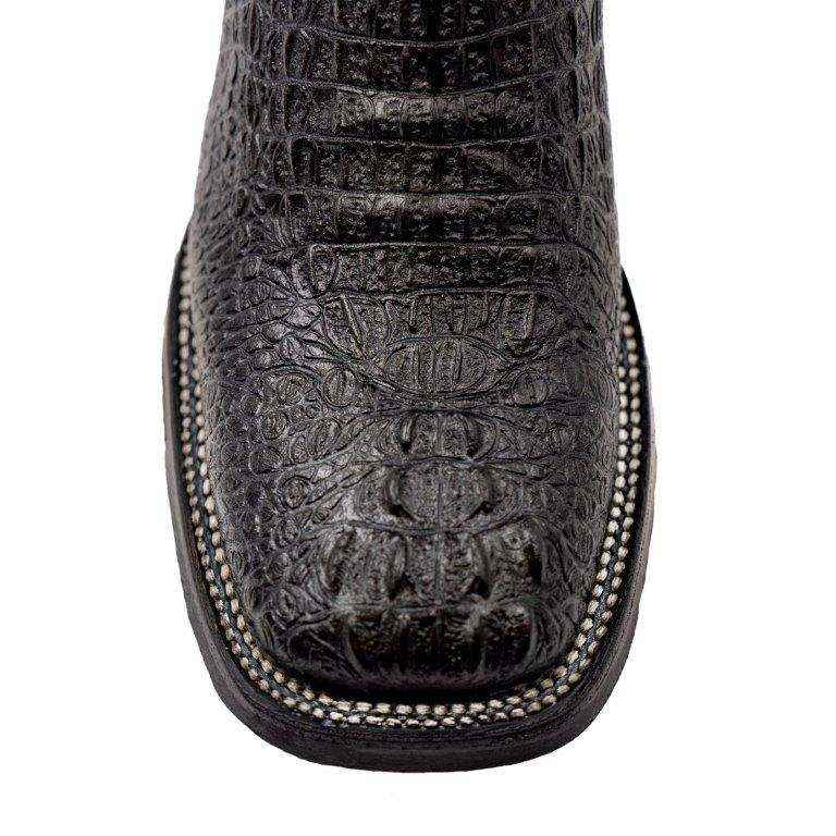 Men's Ferrini Stampede Caiman Crocodile PRINT Boots in black with textured crocodile-print leather and a square toe