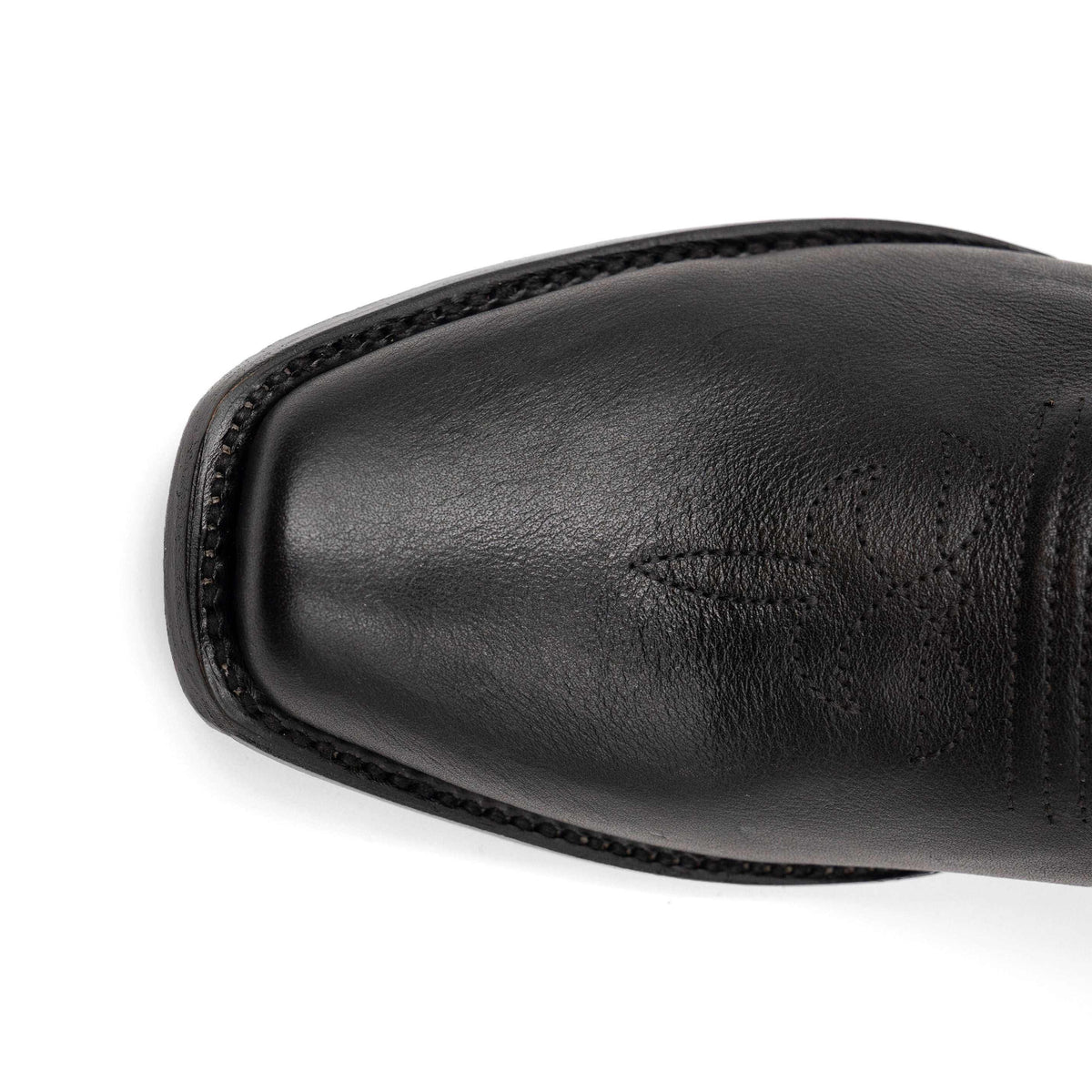 Men's Ferrini Wyatt black leather boot with a narrow square toe and subtle stitched vamp detailing