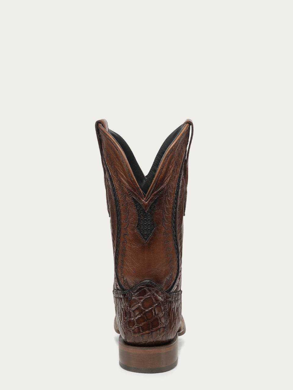 Men's Corral Honey Boots made of genuine American alligator leather in honey color with Western embroidery and sturdy pull straps