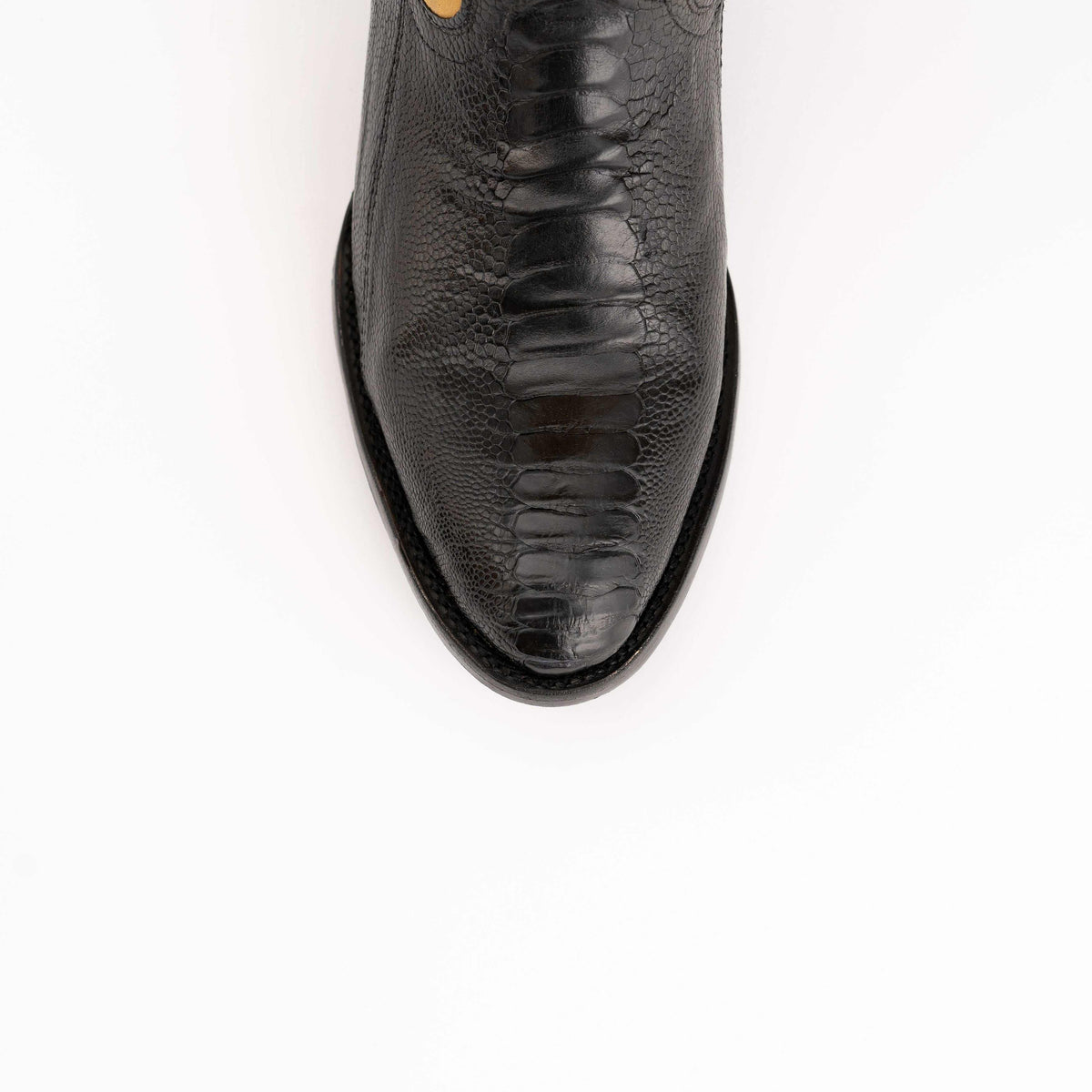 Men's Ferrini Nash Ostrich Leg Boots in black ostrich leg leather, featuring distinctive raised quill texture and a round toe