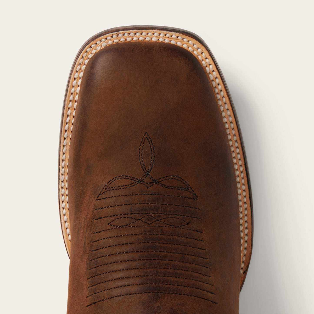 Men's Stetson Bowie handcrafted brown leather boots with square toe