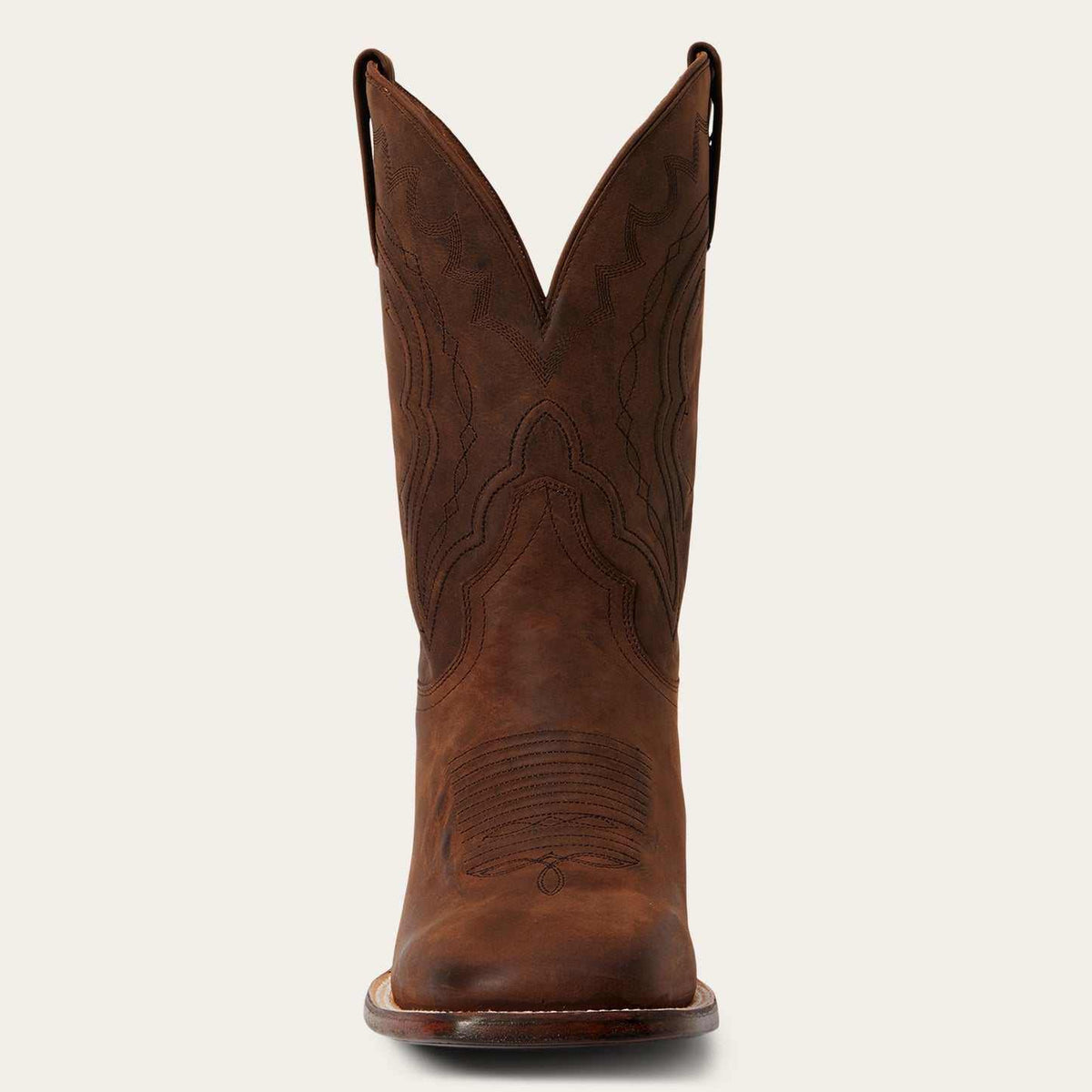Handcrafted men's Stetson Bowie leather boots brown square toe