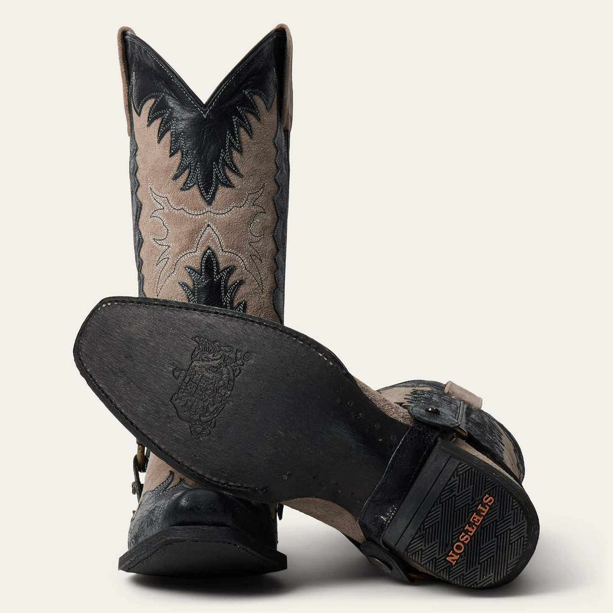Men's Stetson Outlaw gray leather cowboy boots handcrafted