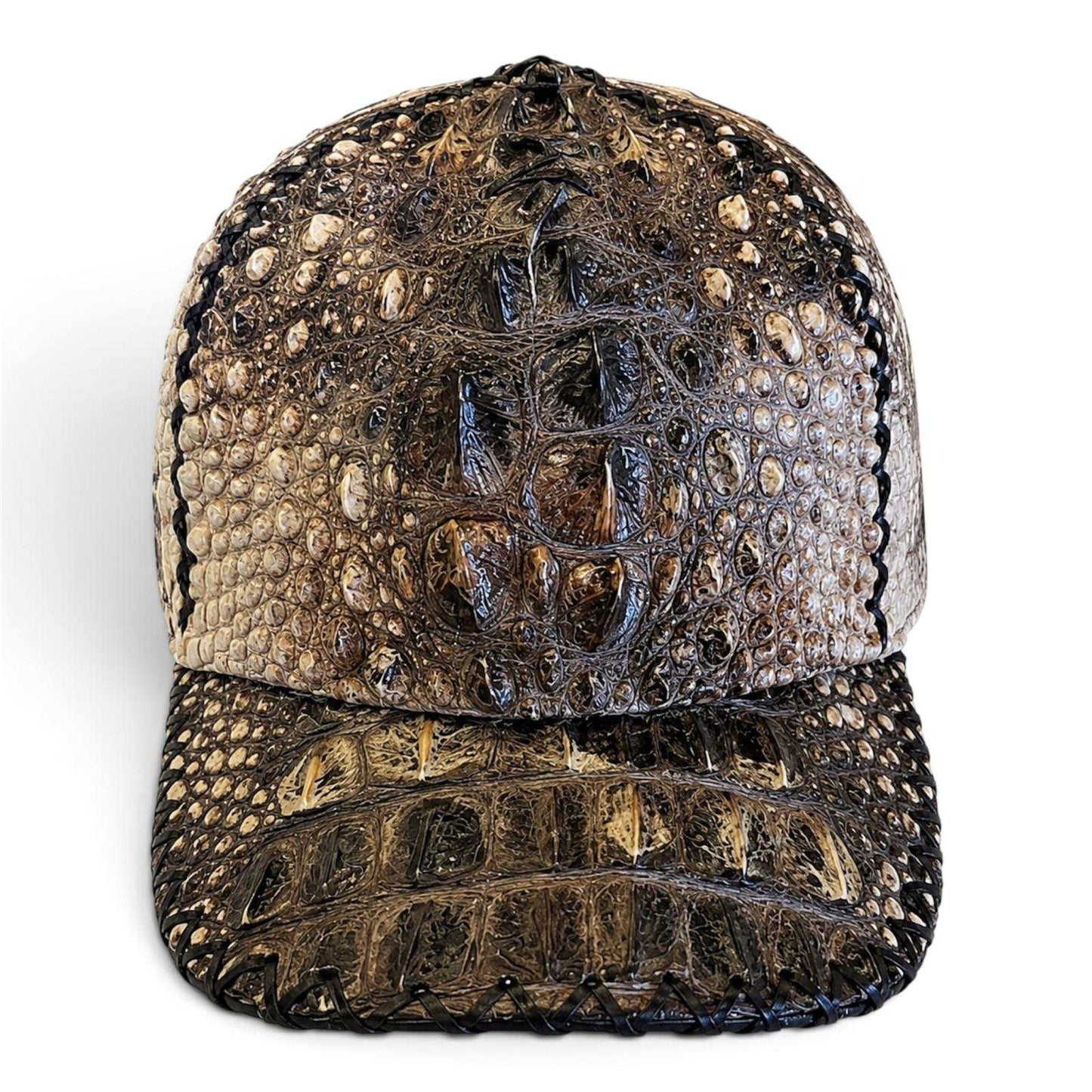 Cognac Caiman Krokodil Alligator Bauchkappe Echt verstellbarer Verschluss Handarbeit