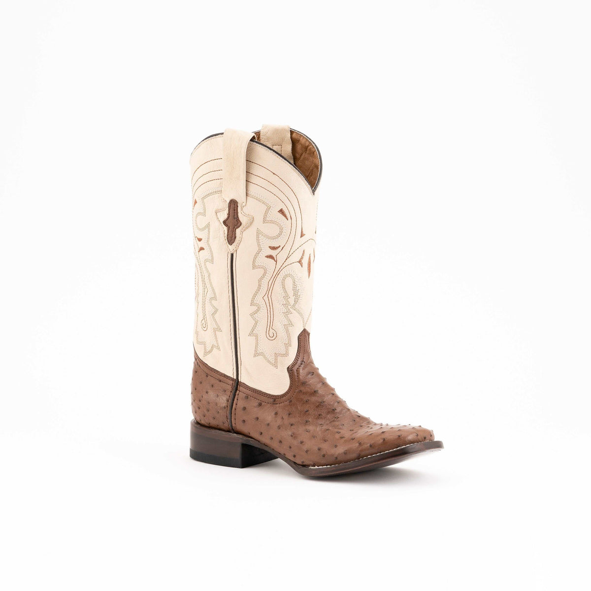 Men's Ferrini Colt Full Quill Ostrich Boots in Kango Tabac with square toe and leather outsole