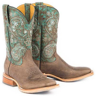 Women’s Tin Haul Ban-Dan-Uh Boots With Vintage Rider Girl Sole Handmade - yeehawcowboy