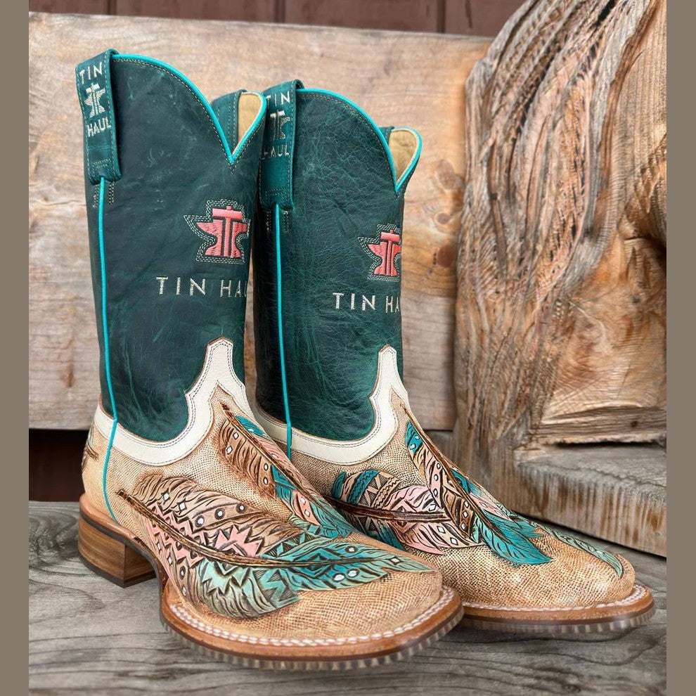 Close-up of high-quality Tin Haul boots showcasing detailed craftsmanship