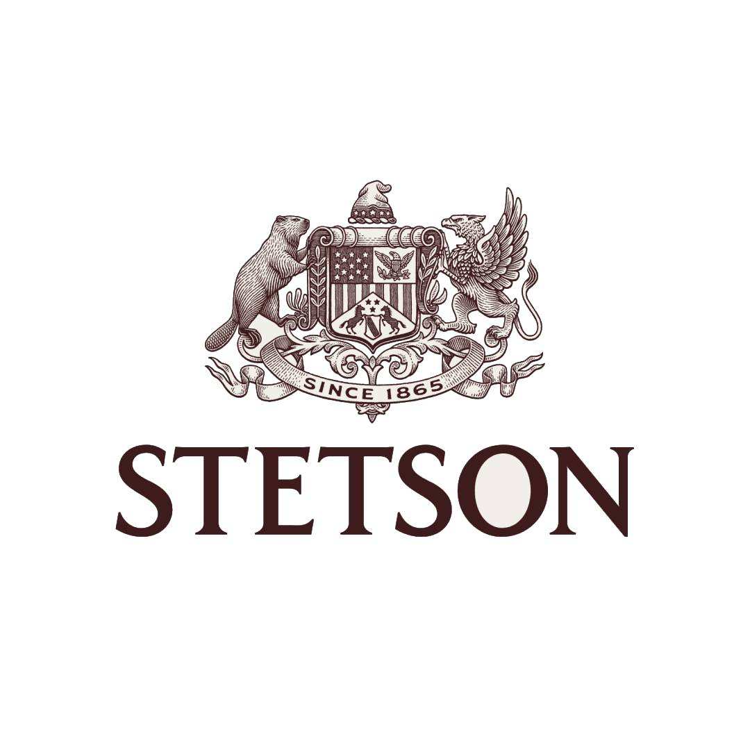 The Stetson logo featuring a heraldic crest with a beaver, an eagle, and a griffin above the word STETSON in bold, uppercase letters. A banner reads Since 1865.