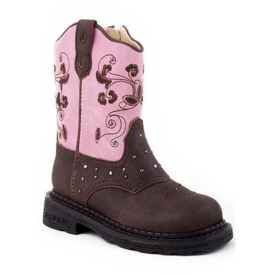 Roper Saddle Light Up Boots für Kleinkinder, handgefertigt, Braun