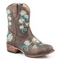 Toddler's Roper Juliet Floral Boots Handcrafted Brown