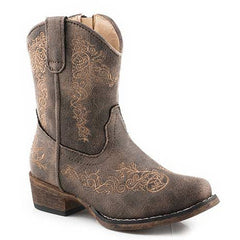 Toddler's Roper Riley Scroll Western Boots Handcrafted Brown