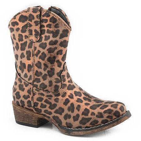 Roper Riley Stiefel für Kleinkinder, handgefertigt, Hellbraun, mit Geparden- und Leopardenmuster