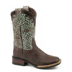 Kid's Roper Monterey Swrils Leather Boots Handcrafted Brown